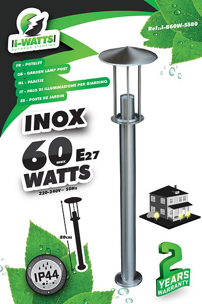 I-WATTS OUTDOOR LIGHTING - Borne Inox 60W E27 80cm   Lighting - large