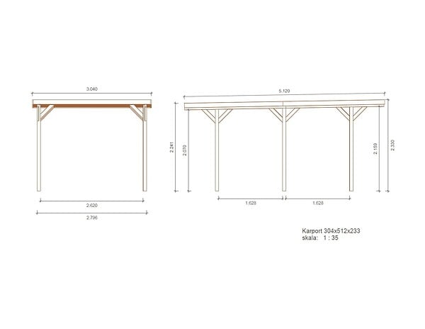 ALTANKA - Carport, abri de voiture  3.04x5.12 m - 15.57 m2 - CAR16 - large