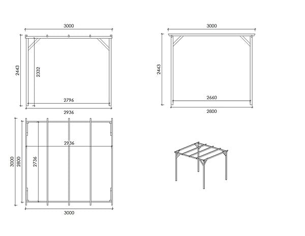 ALTANKA - Carport, abri de voiture  3x3 m - 9 m2 - CAR12 - large