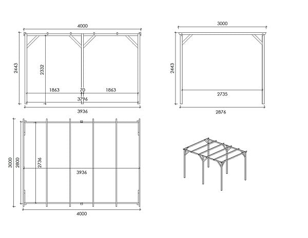 ALTANKA - Carport, abri de voiture  3x4 m - 12 m2 - CAR13 - large