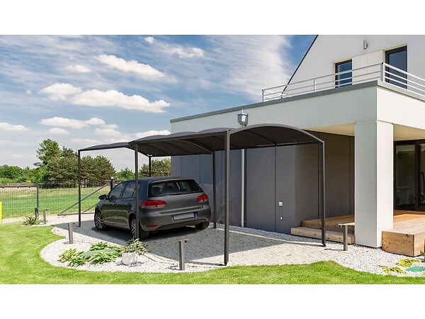 HABITAT ET JARDIN - Carport en métal extensible " Mathis" - 303/566 x 295 x 240 cm - Gris - large