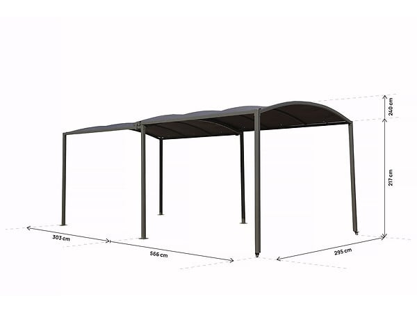 HABITAT ET JARDIN - Carport en métal extensible " Mathis" - 303/566 x 295 x 240 cm - Gris - large