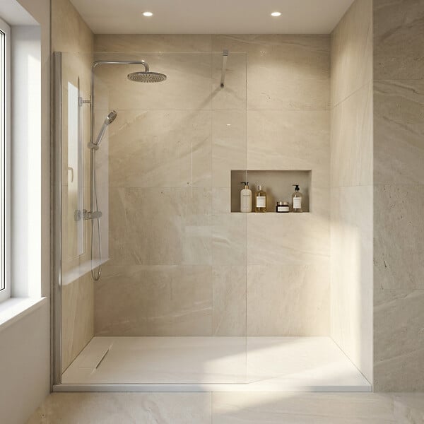 CERAMIA - Ceramia PixL 120x80 cm receveur de douche rectangulaire à poser en résine composite avec surface effet pierre, blanc (CERAPX12080W) - large
