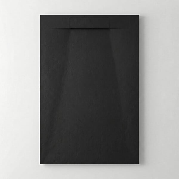 CERAMIA - PixL 120x90 cm receveur de douche rectangulaire à poser en résine composite, surface effet pierre, noir (CERAPX12090B) - large