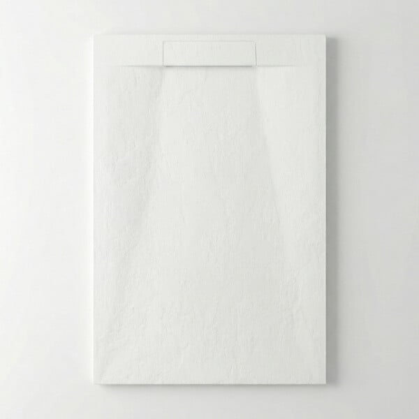 CERAMIA - Ceramia PixL 120x90 cm receveur de douche rectangulaire à poser en résine composite, surface effet pierre, blanc (CERAPX12090W) : - large