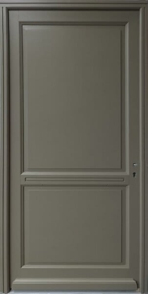 GD MENUISERIES - Porte d'entrée Bois Pleine Elixir, Vert Gris Olive, H215 x L90 cm Côte Tableau, p.Gauche (Poignée, Barillet ref010723NO) - large