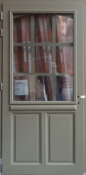 GD MENUISERIES - Porte d'entrée Bois Vitrée Ady, Vert Gris Olive, H215 x L90 cm Côte Tableau, p.Droit - large