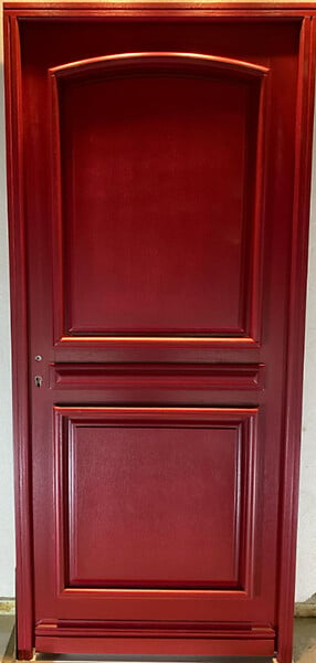 GD MENUISERIES - Porte d'entrée Bois Pleine Carene Rouge pourpre, H215 x L90 cm Côte Tableau, p.Droit - large