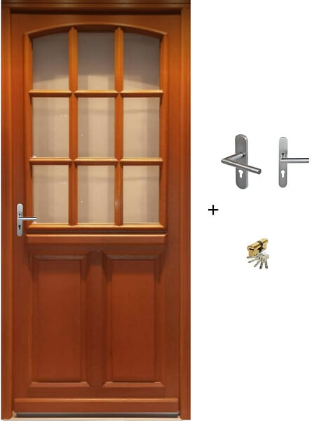 GD MENUISERIES - Porte d'entrée Bois Vitrée Agatha, H215 x L90 cm Côte Tableau p.Droit (Poignée, Barillet ref N158RPL -IN158RCI) - large