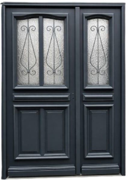 GD MENUISERIES - Porte d'entrée Bois Tiercée Mathilde Gris Anthr, H215xL140 cm Côte Tableau p.Gauche - large