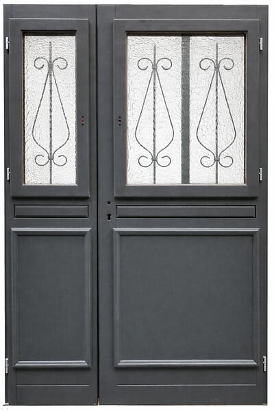 GD MENUISERIES - Porte d'entrée Bois Tiercée Mathilde Gris Anthr, H215xL140 cm Côte Tableau p.Gauche - large