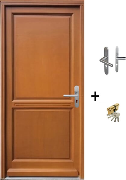 GD MENUISERIES - Porte d'entrée Bois Pleine Eyden, H215 x L90 cm Côte Tableau p.Gauche (Poignée, Barillet ref N158RPL -IN158RCI) - large