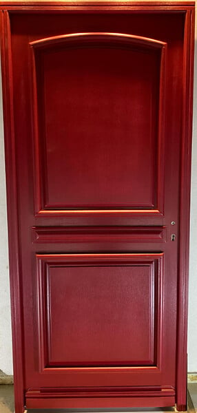 GD MENUISERIES - Porte d'entrée Bois Pleine Carene Rouge pourpre, H215 x L90 cm Côte Tableau p.Gauche - large