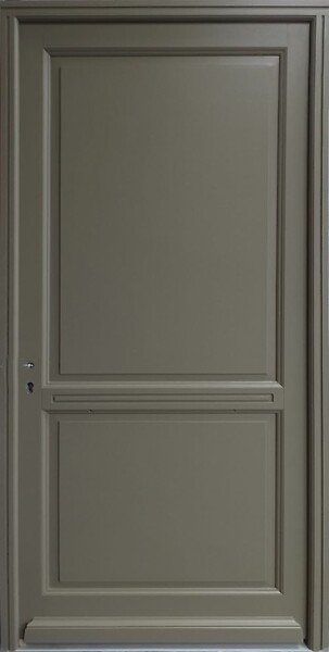 GD MENUISERIES - Porte d'entrée Bois Pleine Elixir, Vert Gris Olive, H215 x L90 cm Côte Tableau, p.Droit (Poignée, Barillet ref010723NO) - large
