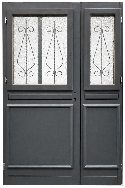 GD MENUISERIES - Porte d'entrée Bois Tiercée Mathilde Gris Anthr, H215xL140 cm Côte Tableau p.Droit - large