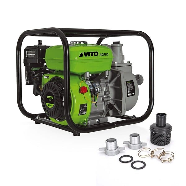 VITO - Pompe à eau thermique 5.5 CV 163 cm³ Motopompe Autonomie 3h Débit 30m³/h Raccord 50 mm VITO - large