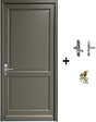 GD MENUISERIES - Porte d'entrée Bois Pleine Elixir Vert Gris Olive, H215 x L90 cm Côte Tableau p.Droit (Poignée, Barillet ref N158RPL -IN158RCI) - vignette