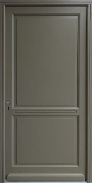 GD MENUISERIES - Porte d'entrée Bois Pleine Elixir Vert Gris Olive, H215 x L90 cm Côte Tableau p.Droit (Poignée, Barillet ref N158RPL -IN158RCI) - large