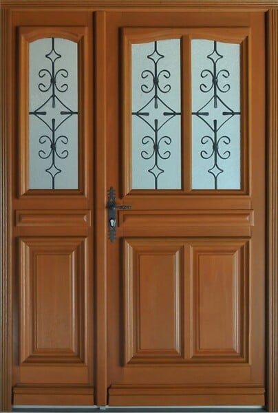 GD MENUISERIES - Porte d'entrée Bois Tiercée Vitrée Vauban H.215 x l.120 Côte Tableau p.Droit - large