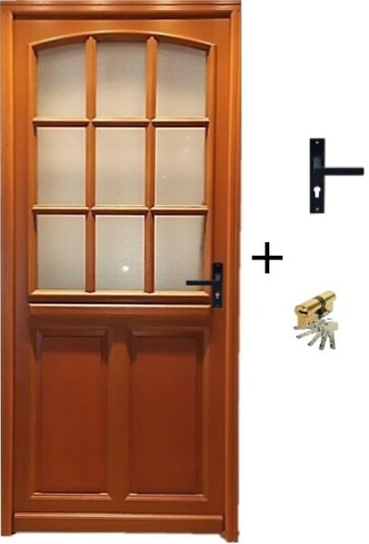 GD MENUISERIES - Porte d'entrée Bois Vitrée Alena, H215 x L80 cm Côte Tableau p.Gauche (Poignée, Barillet ref 010723NO) - large
