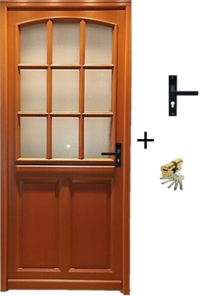 GD MENUISERIES - Porte d'entrée Bois Vitrée Alena, H215 x L90 cm Côte Tableau p.Gauche (Poignée, Barillet ref 010723NO) - large