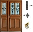GD MENUISERIES - Porte d'entrée Bois Tiercée Vitrée Vauban H215 x L120 Côte Tableau, p.Droit (Poignée, Barillet ref 010403RFP) - vignette
