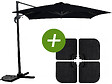 HABITAT ET JARDIN - Parasol jardin déporté "Soleil" - Carré - 2.5 x 2.5 m - Noir + Dalles à lester incluses - vignette