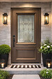 GD MENUISERIES - Porte d'entrée Bois Vitrée Camille Gris Quartz, H215 x L90 cm Côte Tableau p.Droit - vignette