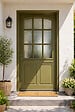 GD MENUISERIES - Porte d'entrée Bois Vitrée Andore Vert Gris Olive, H215 x L80 cm Côte Tableau p.Droit - vignette