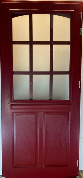 GD MENUISERIES - Porte d'entrée Bois Vitrée Alize Rouge pourpre, H215 x L90 cm Côte Tableau p. Gauche - large