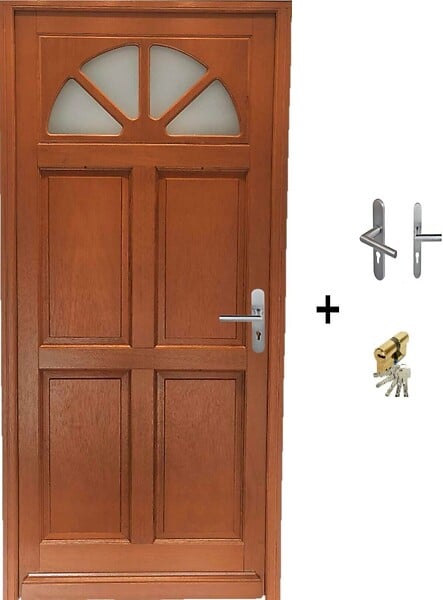 GD MENUISERIES - Porte d'entrée Bois Vitrée Ferji, H215 x L90 cm Côte Tableau p.Gauche (Poignée, Barillet ref N158RPL -IN158RCI) - large