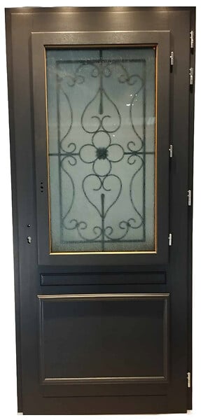 GD MENUISERIES - Porte d'entrée Bois Vitrée Candice Gris Anthr, H215 x L90 cm Côte Tableau p. Gauche - large