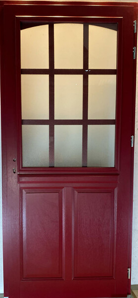 GD MENUISERIES - Porte d'entrée Bois Vitrée Alize Rouge pourpre H215 x L90 cm Côte Tableau p.Gauche (Poignée, Barillet ref N158RPL -IN158RCI) - large
