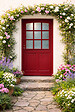 GD MENUISERIES - Porte d'entrée Bois Vitrée Alize Rouge pourpre, H215 x L90 cm Côte Tableau p.Droit (Poignée, Barillet ref 010723NO) - vignette