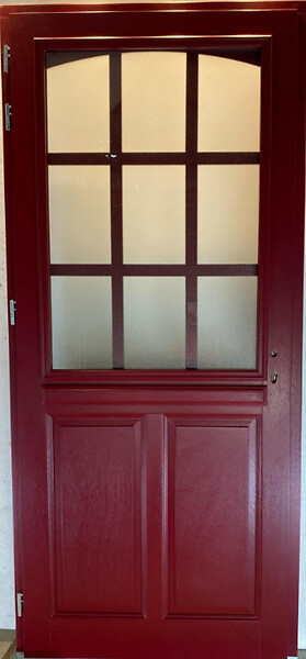 GD MENUISERIES - Porte d'entrée Bois Vitrée Alize Rouge pourpre, H215 x L90 cm Côte Tableau p.Droit (Poignée, Barillet ref 010723NO) - large