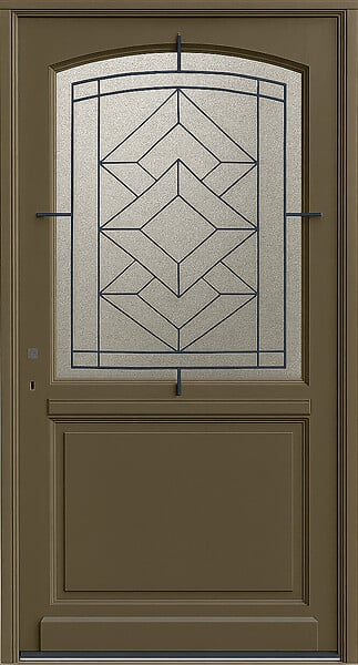 GD MENUISERIES - Porte d'entrée Bois Vitrée Elsie, Vert Gris Olive, H215 x L90 cm Côte Tableau, p.Droit - large