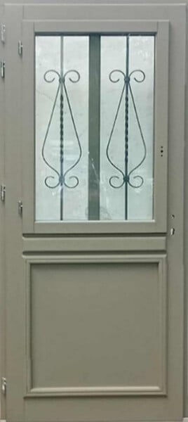 GD MENUISERIES - Porte d'entrée Bois Vitrée Baptiste Vert Gris Olive, H200 x L90 cm Côte Tableau p.Droit - large