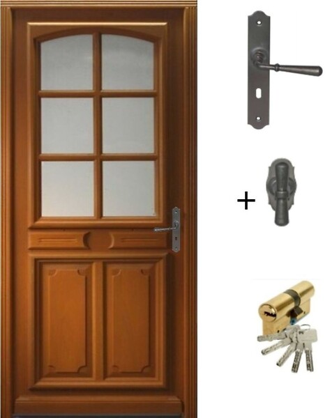 GD MENUISERIES - Porte d'entrée Bois Vitrée Marine, H215 x L80 cm Côte Tableau, p.Gauche (Poignée, Barillet ref 010403RFP) - large