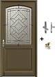 GD MENUISERIES - Porte d'entrée Bois Vitrée Elsie, Vert Gris Olive, H215 x L90 cm Côte Tableau p.Droit (Poignée, Barillet ref N158RPL -IN158RCI) - vignette