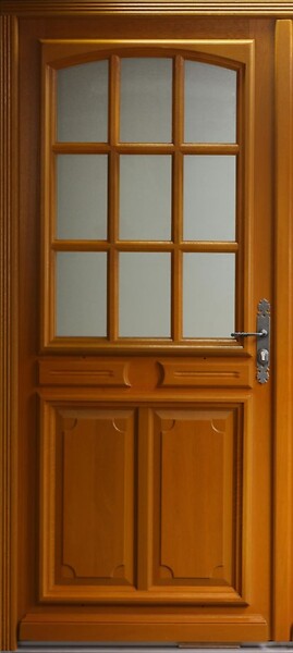 GD MENUISERIES - Porte d'entrée Bois Vitrée Marine, H215 x L90 cm Côte Tableau p. Gauche - large