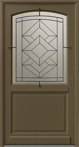 GD MENUISERIES - Porte d'entrée Bois Vitrée Elsie, Vert Gris Olive, H215 x L90 cm Côte Tableau p.Gauche - large