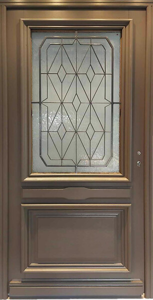 GD MENUISERIES - Porte d'entrée Bois Vitrée Camille Gris Quartz, H215 x L90 cm Côte Tableau p. Gauche - large
