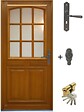 GD MENUISERIES - Porte d'entrée Bois Vitrée Marine, H215 x L90 cm Côte Tableau, p.Gauche (Poignée, Barillet ref 010403RFP) - vignette