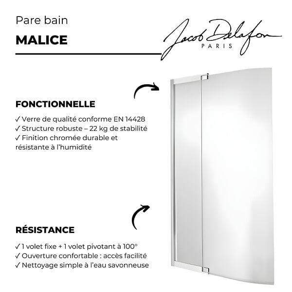 JACOB DELAFON - Pare bain pour baignoire Malice - large