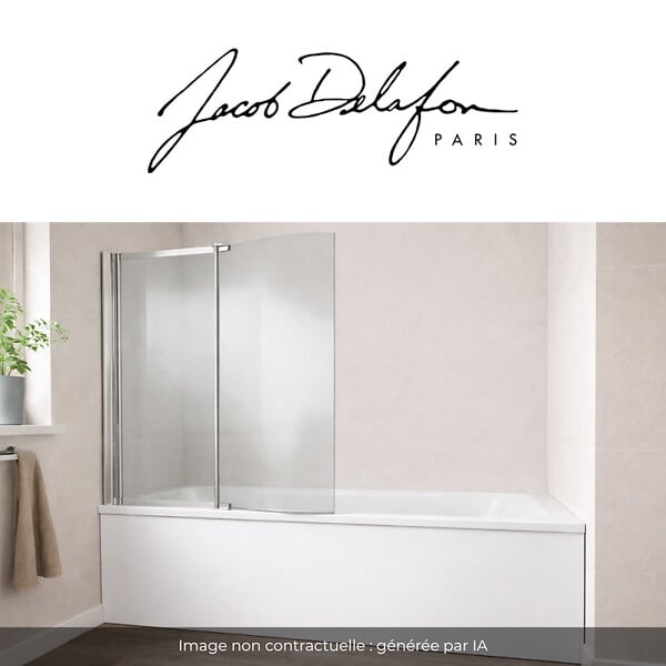 JACOB DELAFON - Tablier frontal baignoire rectangulaire + pare bain, blanc brillant Installation en niche - large