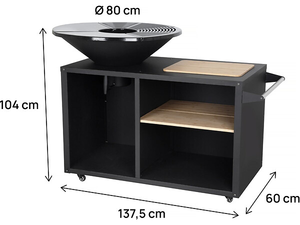 HABITAT ET JARDIN - Barbecue plancha brasero à charbon et bois "Maréchal" - Ø 81 cm - Noir - large