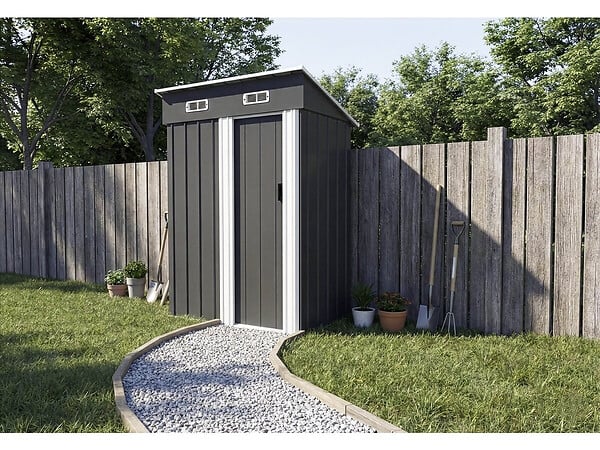 HABITAT ET JARDIN - Abri de jardin métal porte coulissante "Memphis" - 1,36 m² - Gris - large