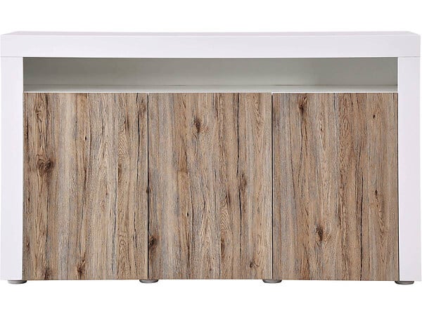 HABITAT ET JARDIN - Buffet LED "Bogota" - 155 x 40 x 92 cm - Chêne / Blanc laqué - large