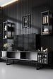 HABITAT ET JARDIN - Meuble TV en bois "Chrome Line" - 180 x 30 x 48 cm - AnthraciteNoir - vignette