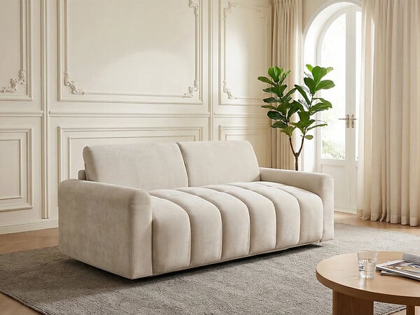 HABITAT ET JARDIN - Canapé lit convertible express "Isadora" - Matelas 18 cm - Couchage 140 cm - 3 places - Beige - large